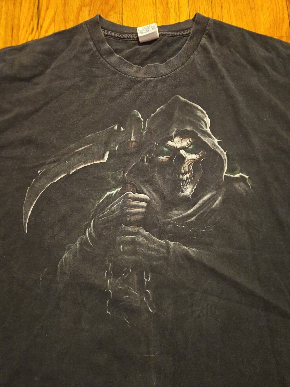 Vintage Grim Reaper Shirt Mens 3XL XXXL Biker Hip Hop Streetwear Baggy AAA Y2K